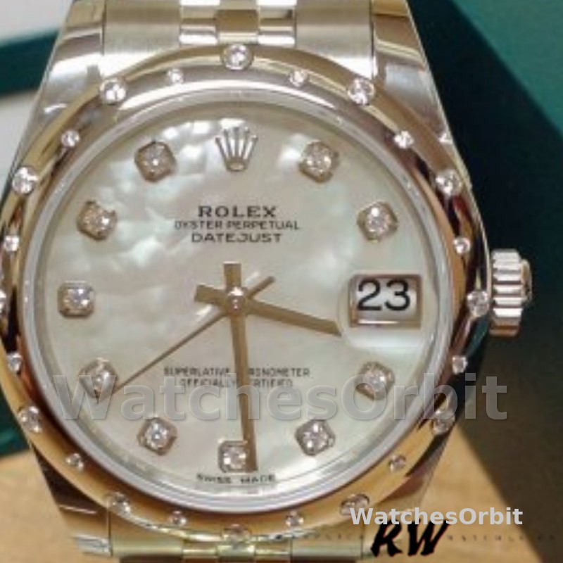 Rolex Datejust 178344 White Mother of Pearl Diamond Dial 31MM Lady Replica Watch
