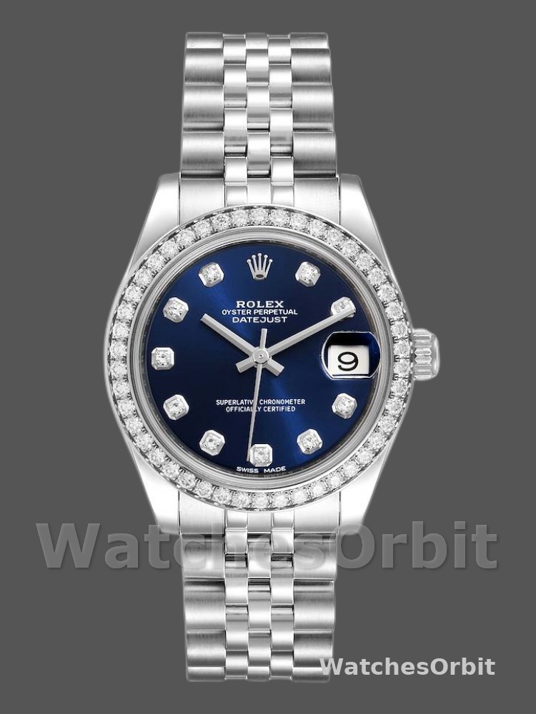 Rolex Datejust 178384 Blue Dial Diamond Bezel 31MM Lady Replica Watch