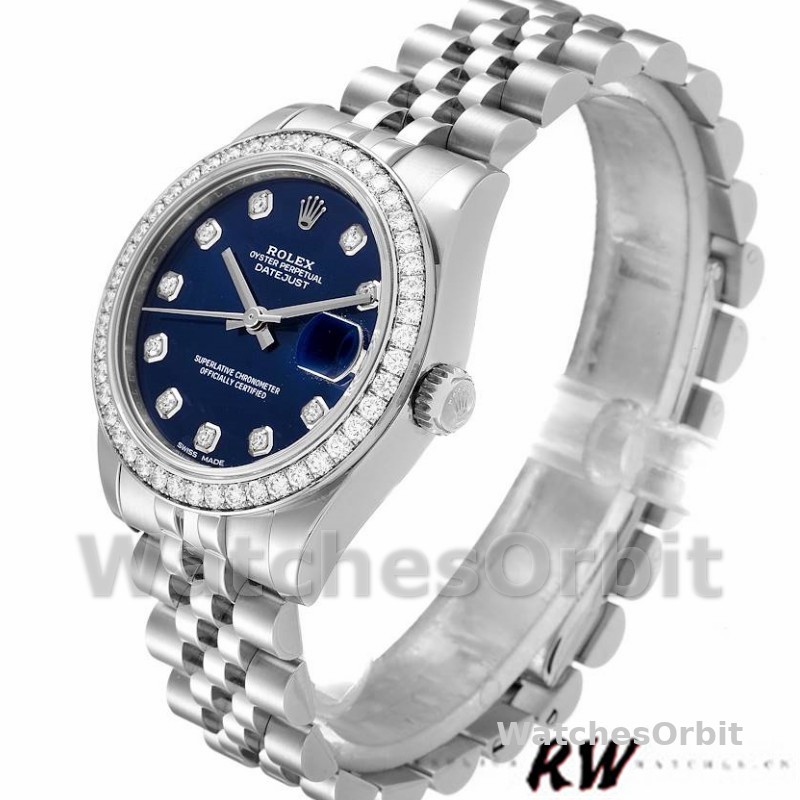 Rolex Datejust 178384 Blue Dial Diamond Bezel 31MM Lady Replica Watch