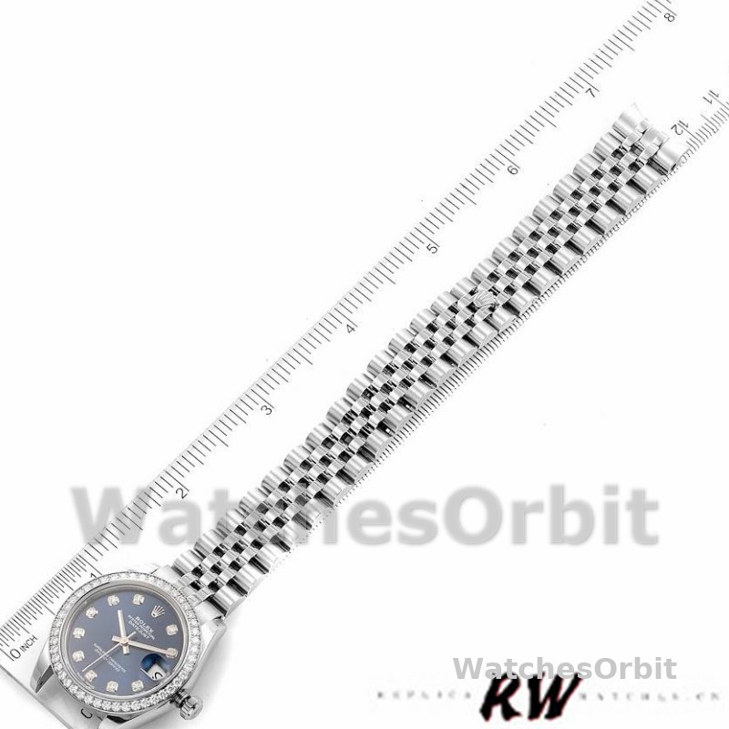 Rolex Datejust 178384 Blue Dial Diamond Bezel 31MM Lady Replica Watch