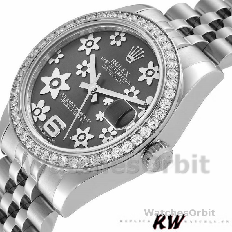 Rolex Datejust 178384 Stainless Steel Floral Dial Diamond 31MM Lady Replica Watch