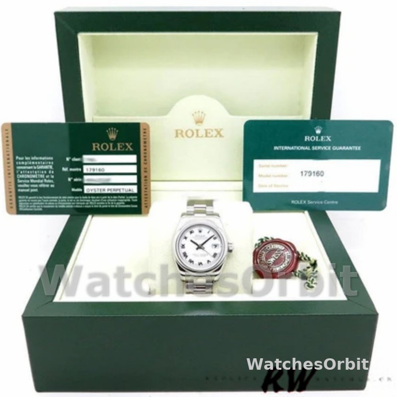 Rolex Datejust 179160 Oyster Bracelet White Roman Dial 26MM Lady Replica Watch