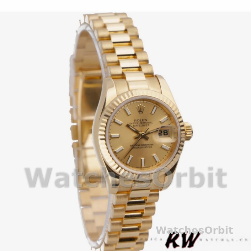 Rolex Datejust 179178 Champagne Index Dial Yellow Gold 26MM Lady Replica Watch