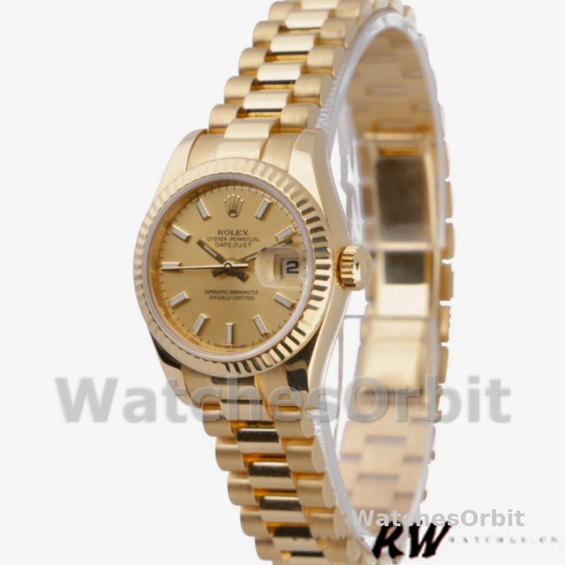 Rolex Datejust 179178 Champagne Index Dial Yellow Gold 26MM Lady Replica Watch