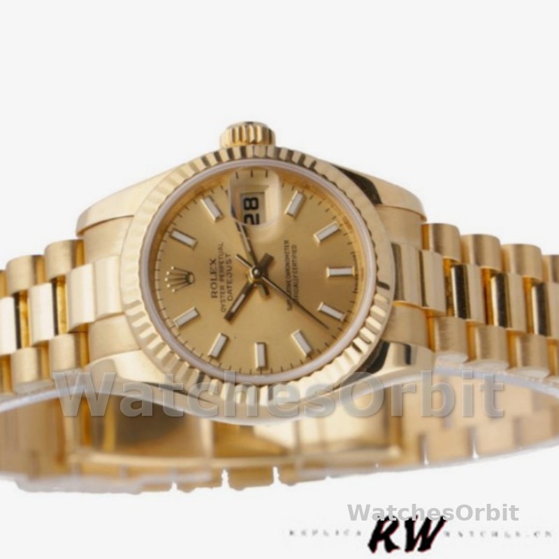 Rolex Datejust 179178 Champagne Index Dial Yellow Gold 26MM Lady Replica Watch