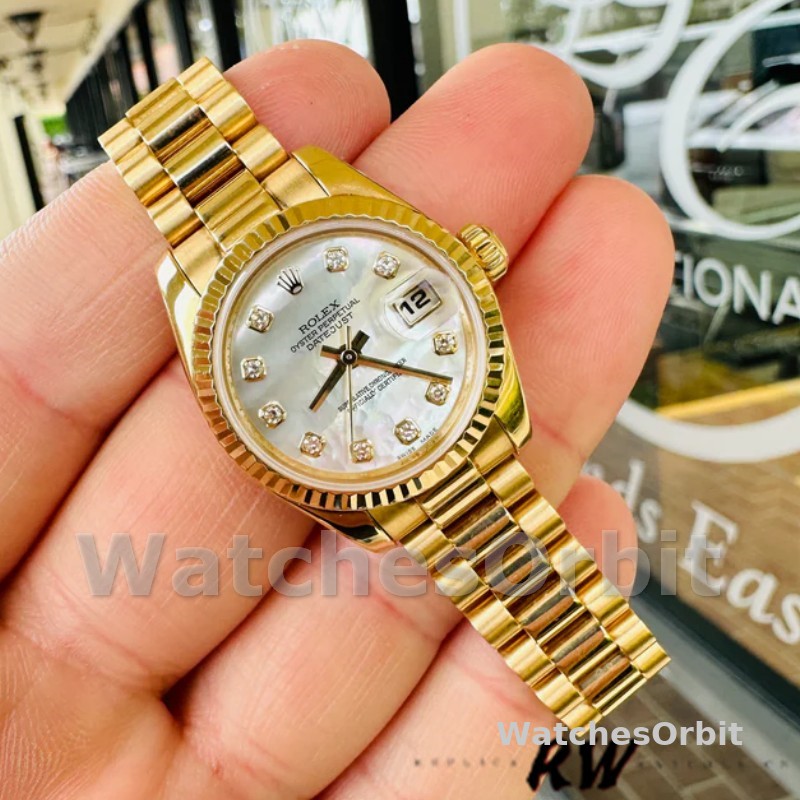 Rolex Datejust 179178 Mother of Pearl Diamonds Dial Yellow Gold 26MM Lady Replica Watch