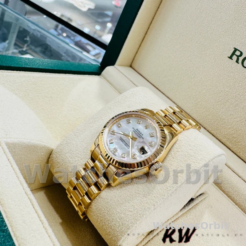 Rolex Datejust 179178 Mother of Pearl Diamonds Dial Yellow Gold 26MM Lady Replica Watch