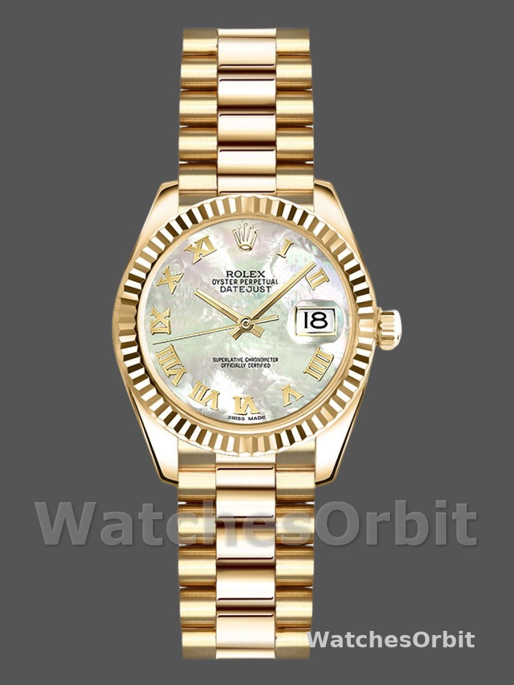 Rolex Datejust 179178 Mother of Pearl White Dial Dial Yellow Gold 26MM Lady Replica Watch
