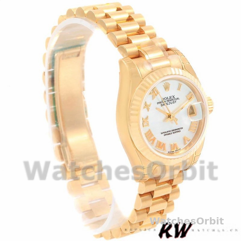 Rolex Datejust 179178 Mother of Pearl White Dial Dial Yellow Gold 26MM Lady Replica Watch