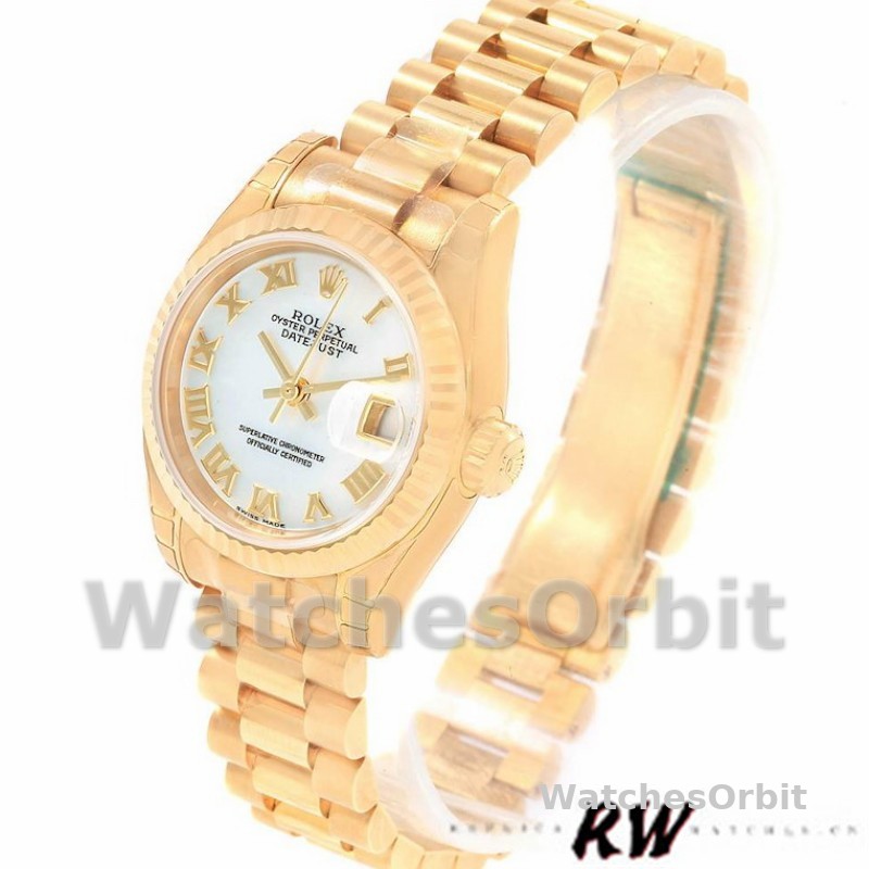 Rolex Datejust 179178 Mother of Pearl White Dial Dial Yellow Gold 26MM Lady Replica Watch
