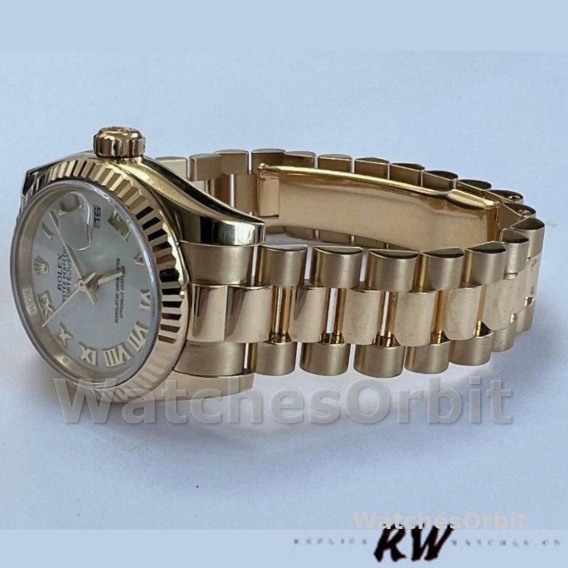 Rolex Datejust 179178 White Roman Dial Dial Yellow Gold 26MM Lady Replica Watch