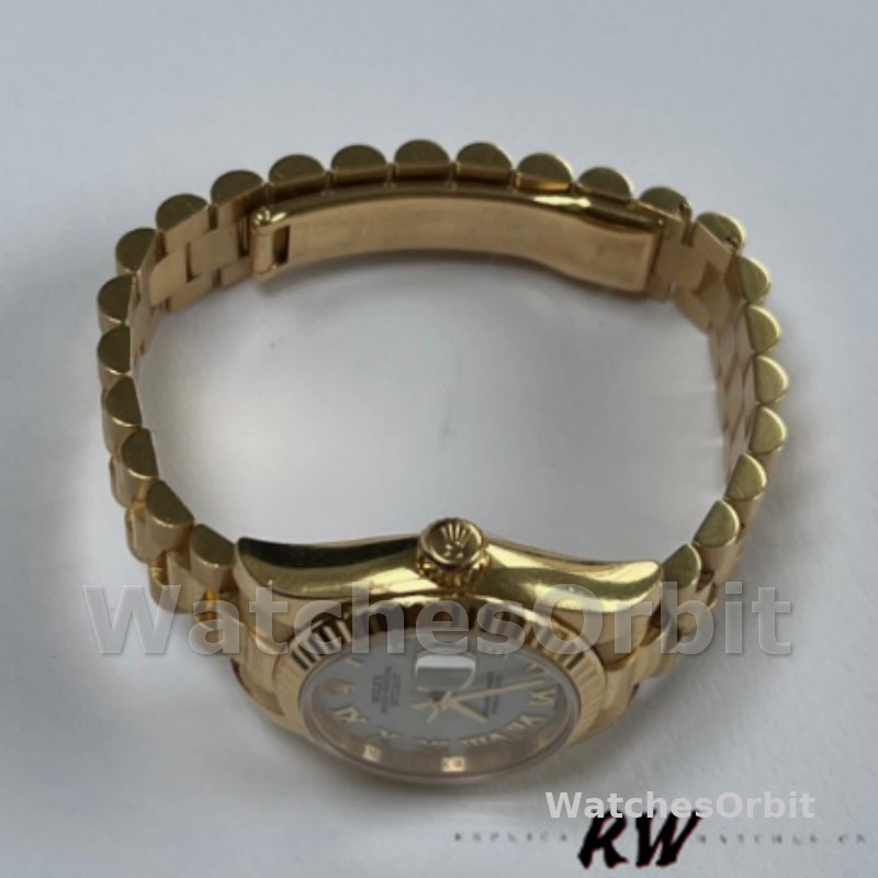 Rolex Datejust 179178 White Roman Dial Dial Yellow Gold 26MM Lady Replica Watch