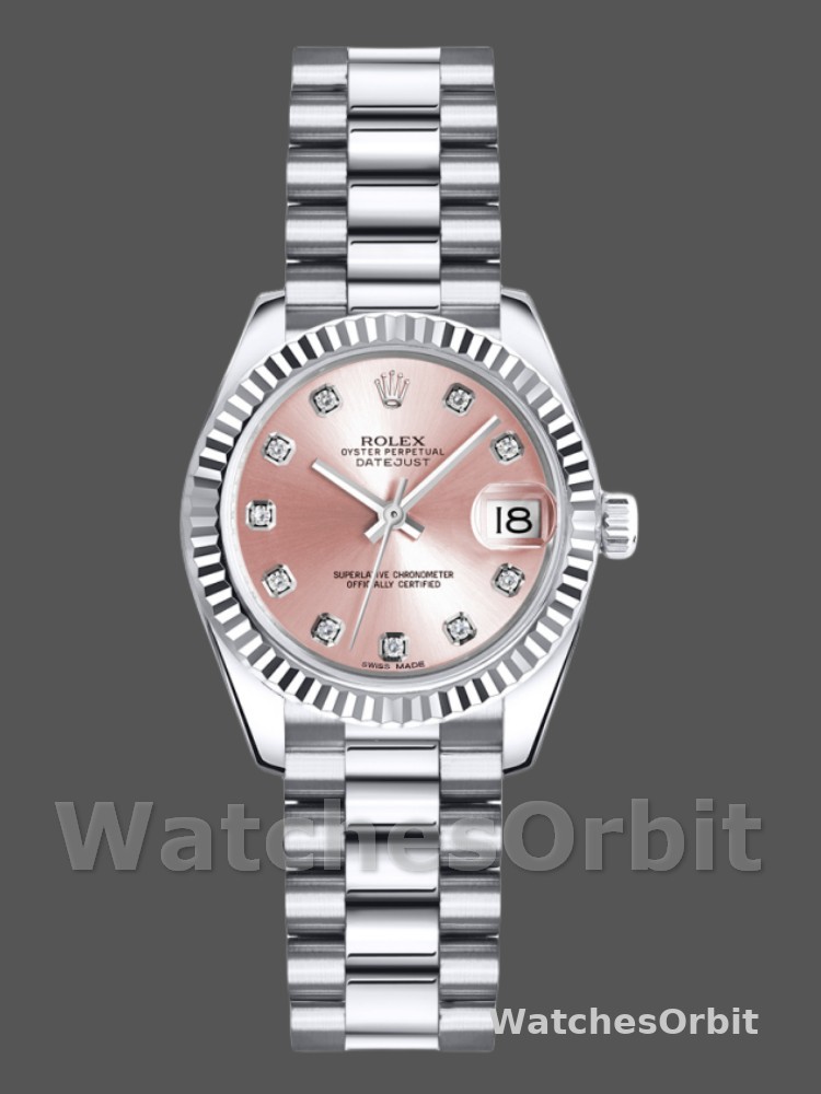 Rolex Datejust 179179 Pink Diamond Dial Fluted Bezel 26MM Lady Replica Watch