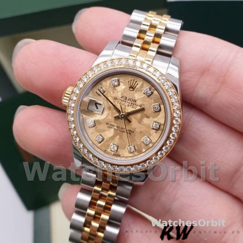 Rolex Datejust 179383 Crystal Gold Dust Champagne Dial 26MM Lady Replica Watch