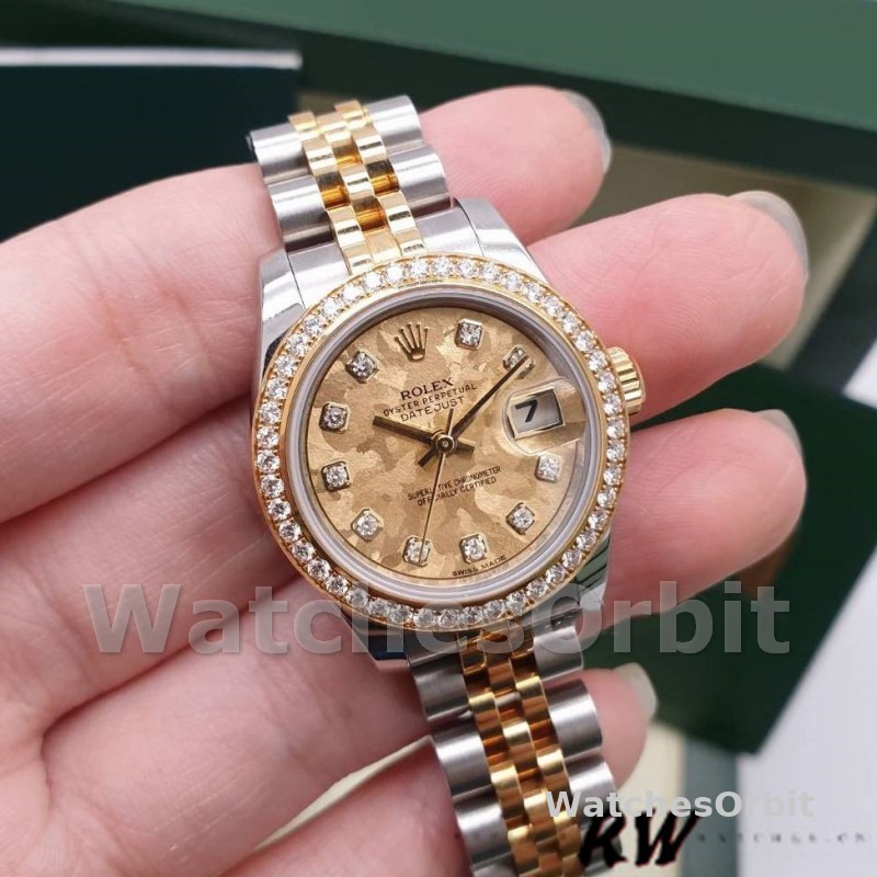 Rolex Datejust 179383 Crystal Gold Dust Champagne Dial 26MM Lady Replica Watch