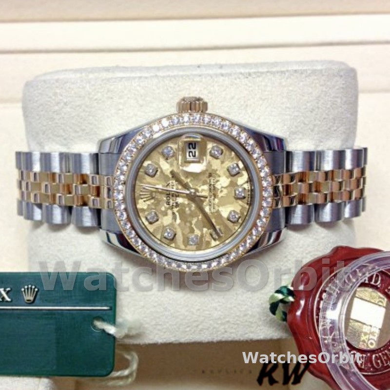 Rolex Datejust 179383 Jubilee Crystal Grey and Champagne Dial 26MM Lady Replica Watch