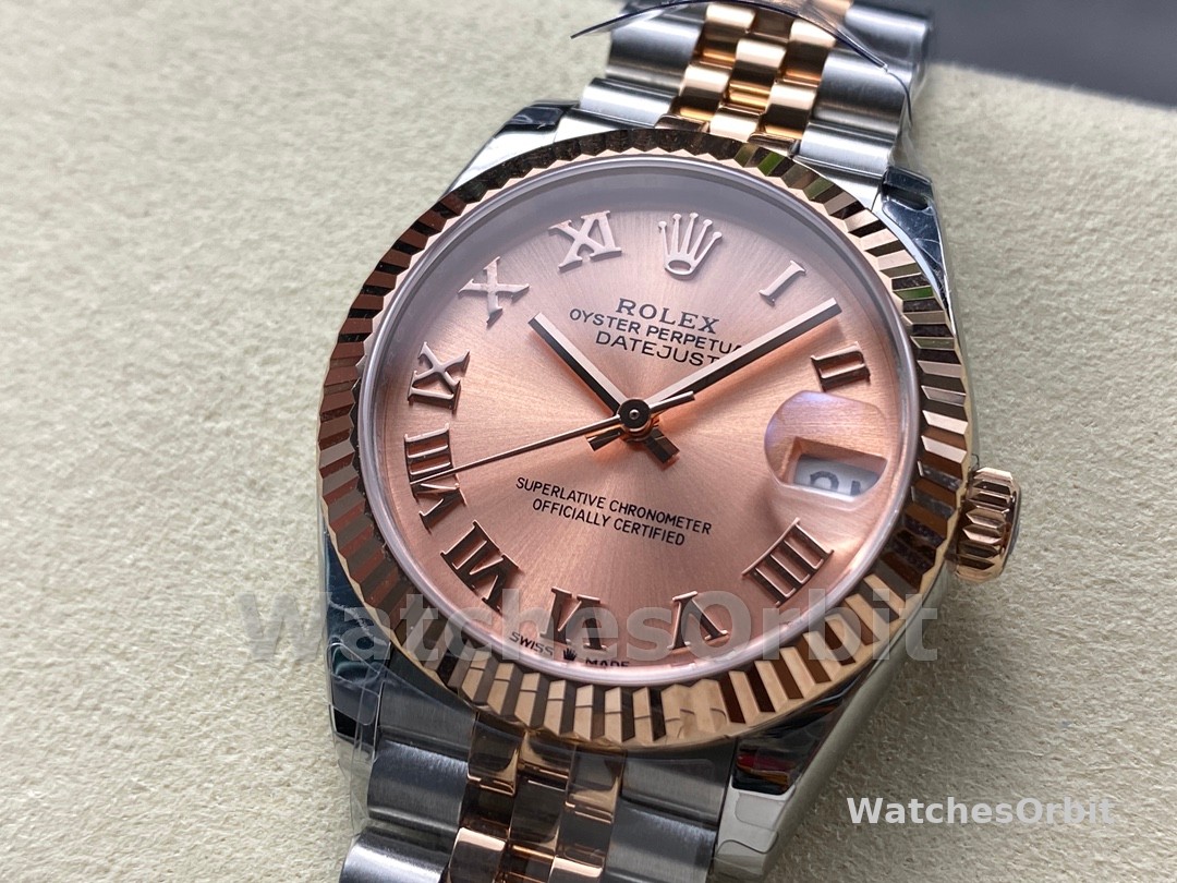 Rolex Datejust 278271 Sun Dust Roman Dial Two Tone Rose Gold Fluted Bezel Jubilee