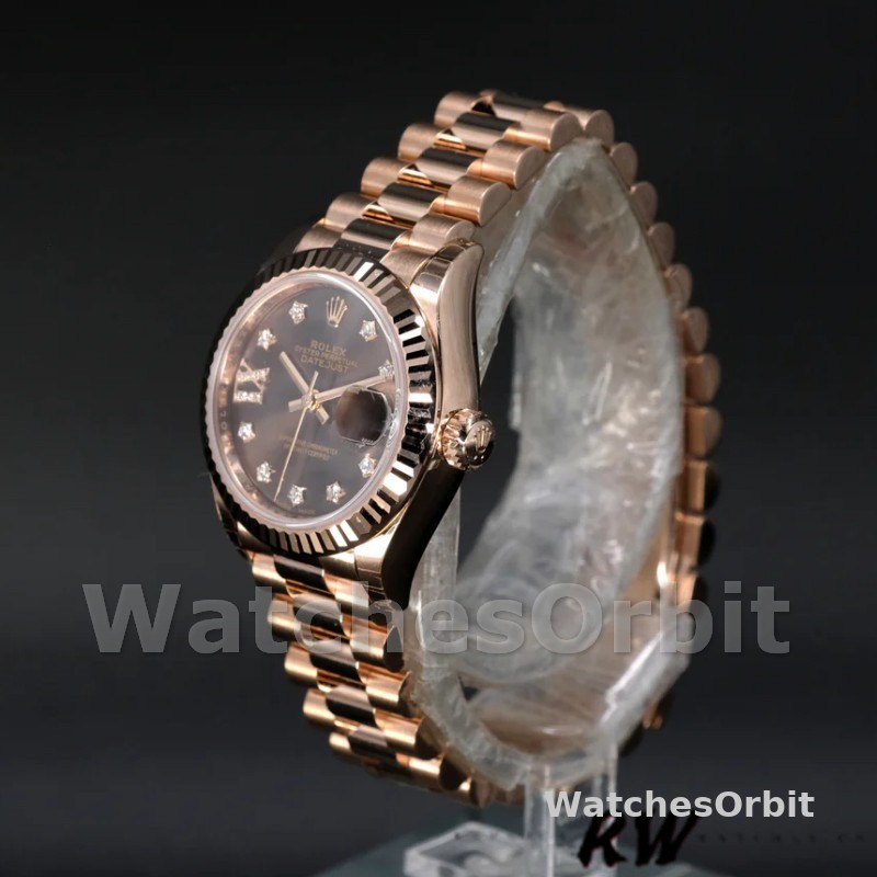 Rolex Datejust 279175 Chocolate Diamond Mark Fluted Bezel 28mm Lady Replica Watch