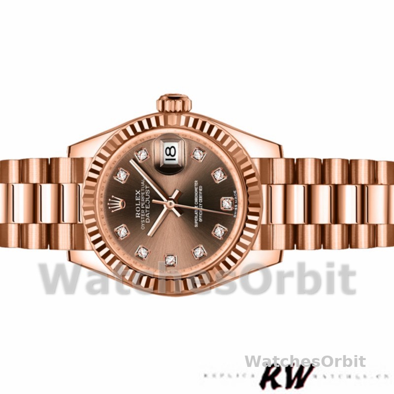 Rolex Datejust 279175 Chocolate Diamonds Dial Fluted Bezel 28mm Lady Replica Watch