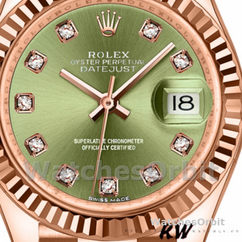 Rolex Datejust 279175 Olive Green Diamonds Dial Fluted Bezel 28mm Lady Replica Watch