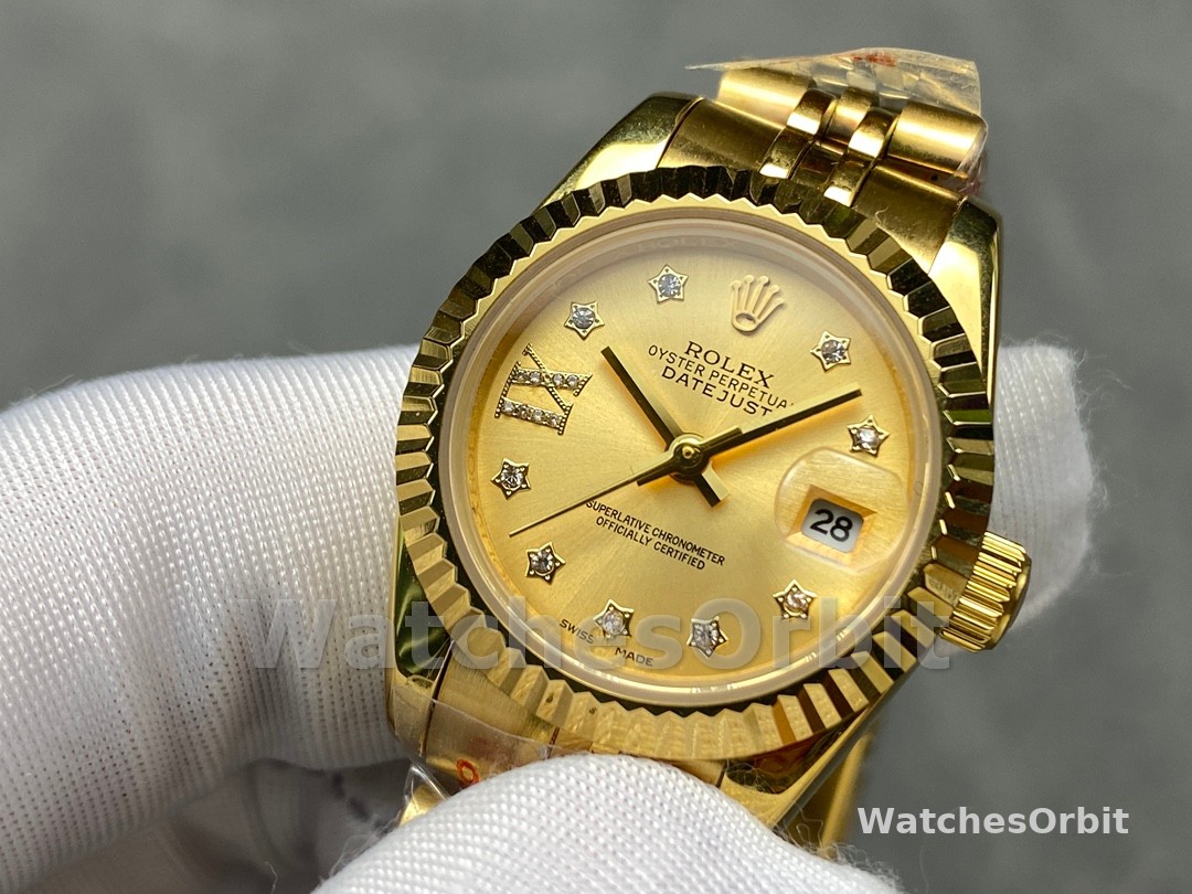 Rolex Datejust 279178 Champagne Diamond Dial Fluted Bezel 28mm Lady Replica Watch