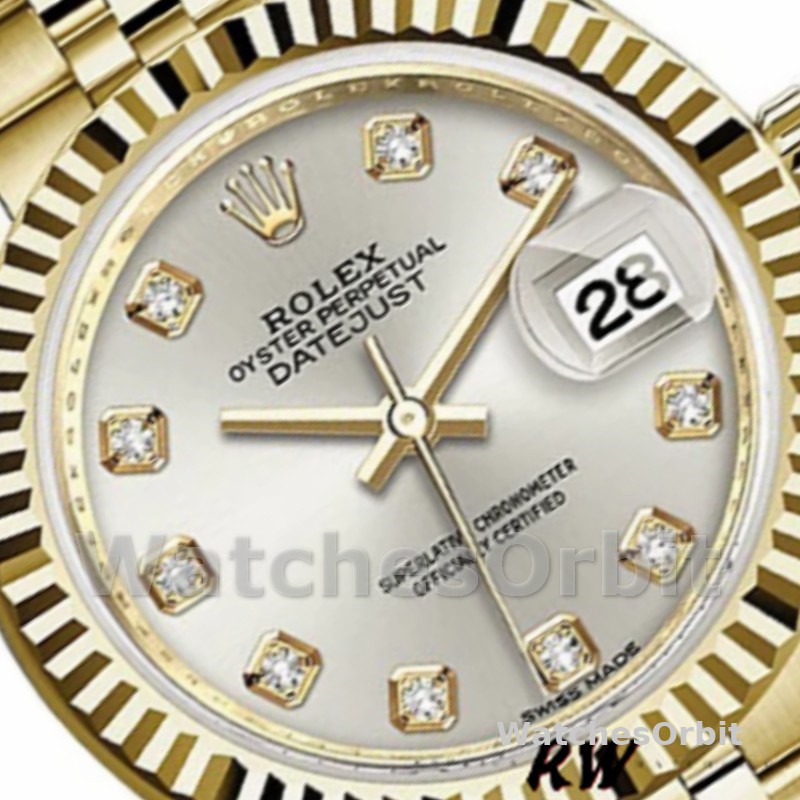 Rolex Datejust 279178 Silver Diamond Dial Yellow Gold 28mm Lady Replica Watch