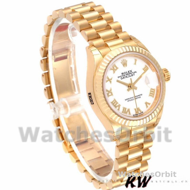 Rolex Datejust 279178 White Roman Dial Fluted Bezel 28mm Lady Replica Watch