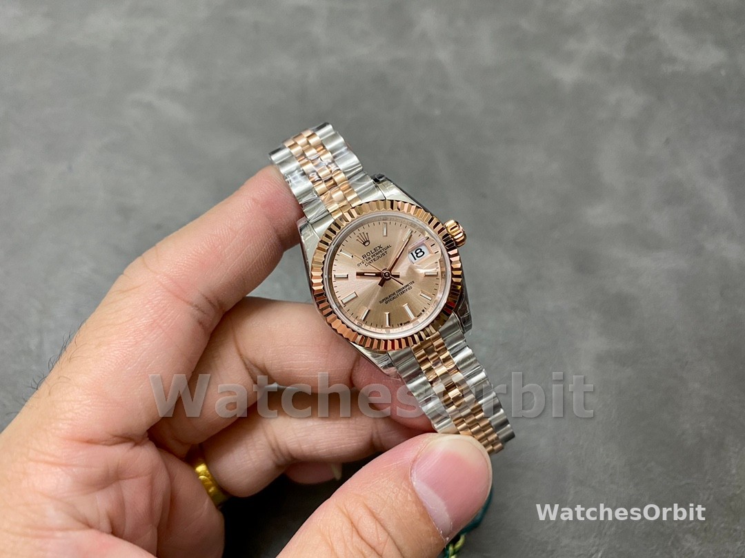 Rolex Datejust 28 Stainless Steel and Everose Gold 279171 0023 Rose Index Jubilee Lady Watch