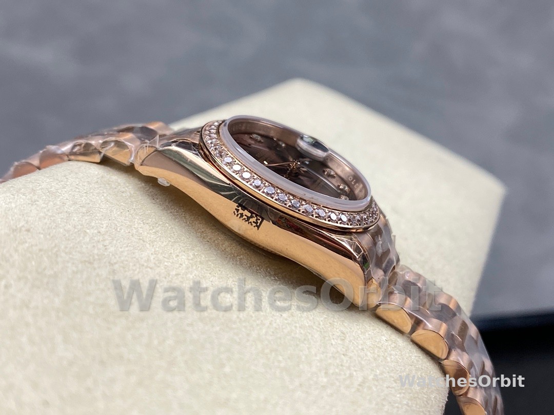 Rolex Datejust 28mm Everose Gold 279135RBR 0001 Chocolate 17 Diamond President Lady