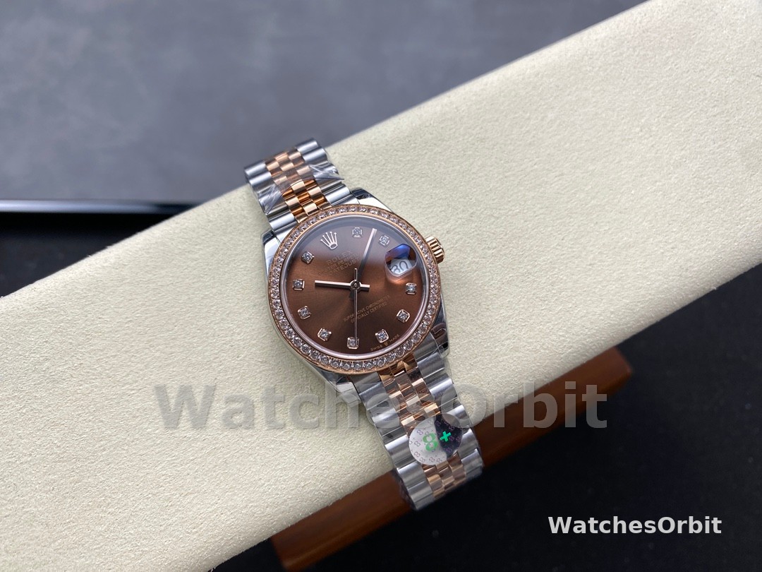 Rolex Datejust 31 m278381RBR 0028 Rose Gold Chocolate Diamond Dial Diamond Bezel Lady Watch