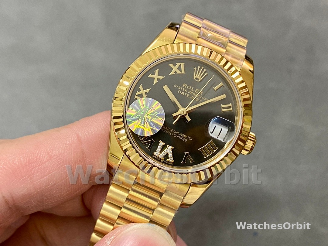 Rolex Datejust 31mm Yellow Gold M278278 0032 Dark Grey Roman VI President
