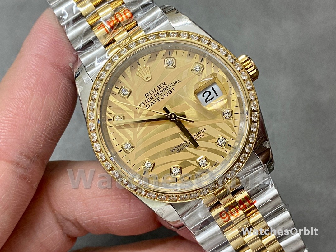 Rolex Datejust 36 Golden Palm Motif 126283RBR 0023 Dial Jubilee Bracelet Watch