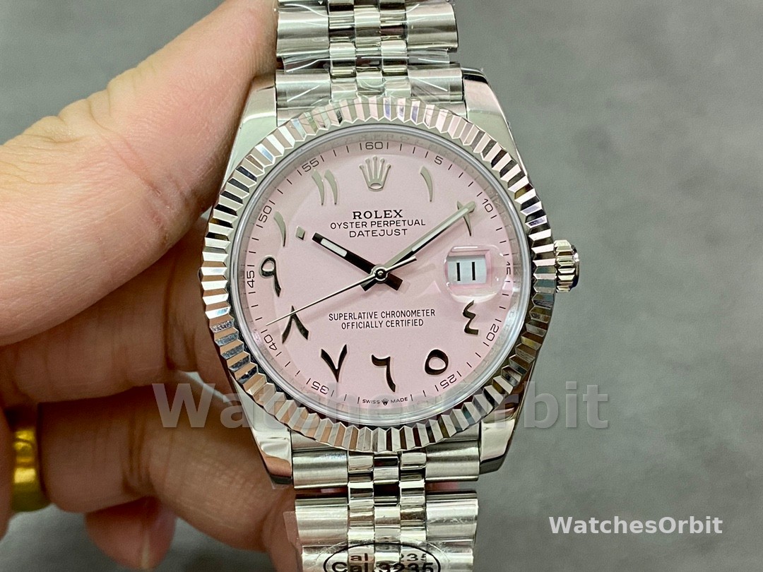 Rolex Datejust Middle Eastern Digital Pink Dial Fluted Bezel M126234
