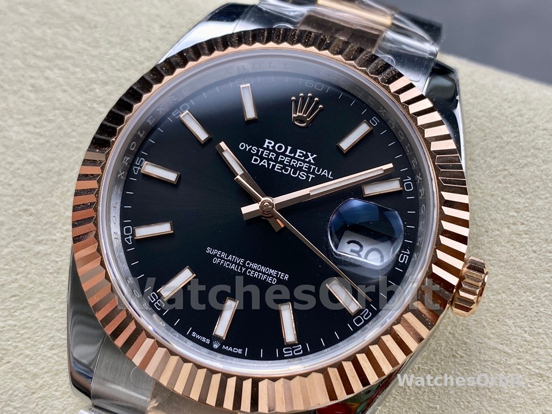 Rolex Datejust 41 Everose Gold Black Dial Oyster Bracelet 126331