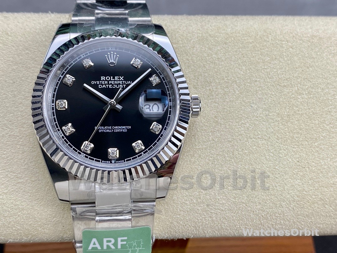 Rolex Datejust 41 Fluted Bezel Black Diamond Dial m126334 0011 Mens Replica Watch