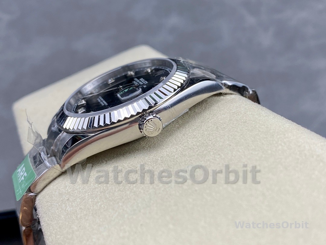 Rolex Datejust 41 Fluted Bezel Black Diamond Dial m126334 0011 Mens Replica Watch