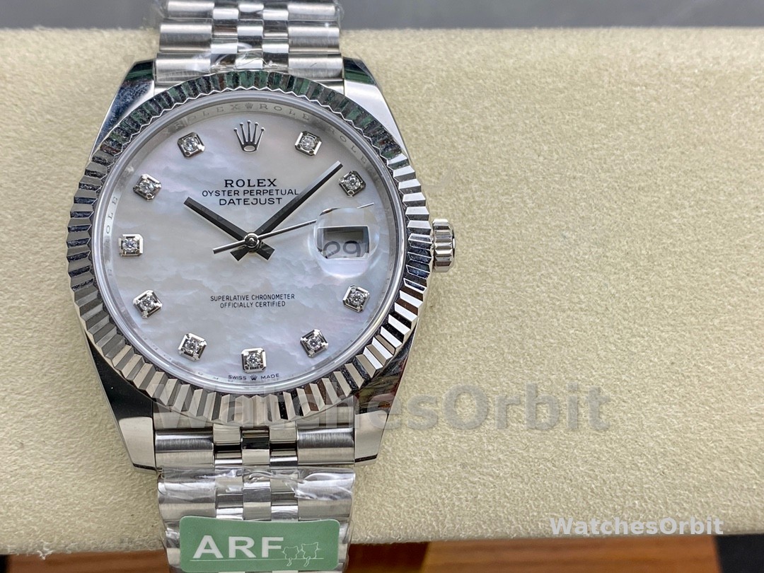 Rolex Datejust 41 Steel White Gold MOP Diamond Dial 126334 Men's Watch