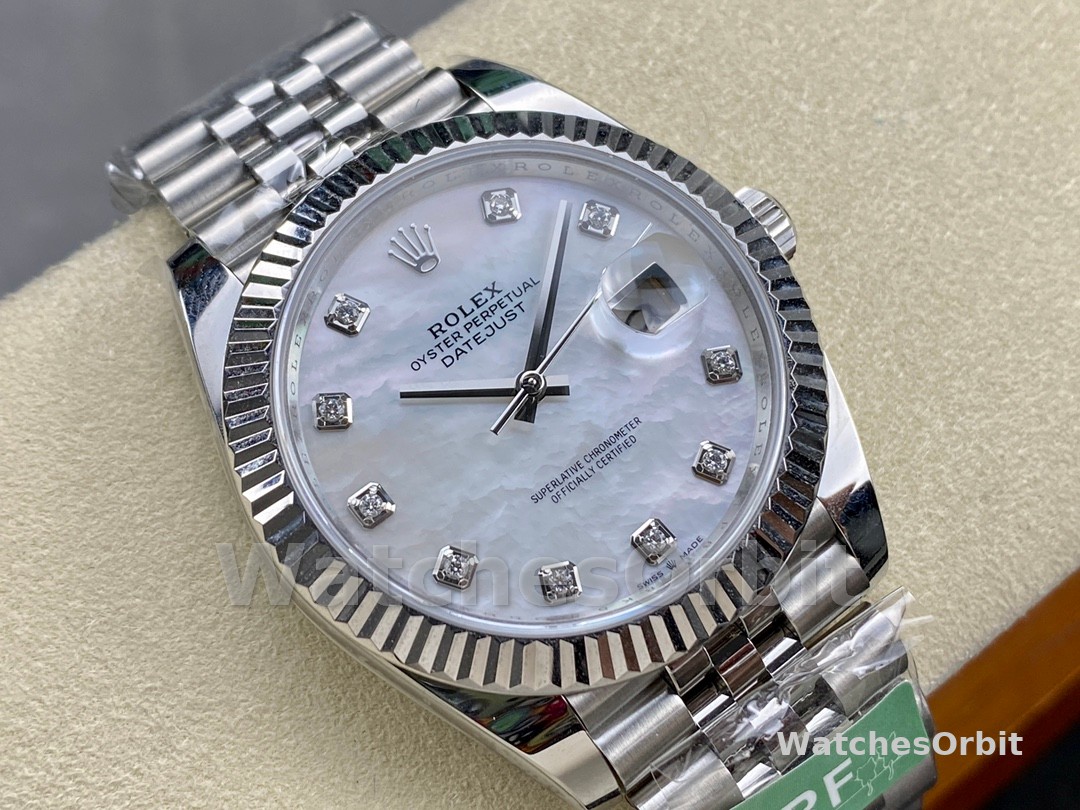 Rolex Datejust 41 Steel White Gold MOP Diamond Dial 126334 Men's Watch