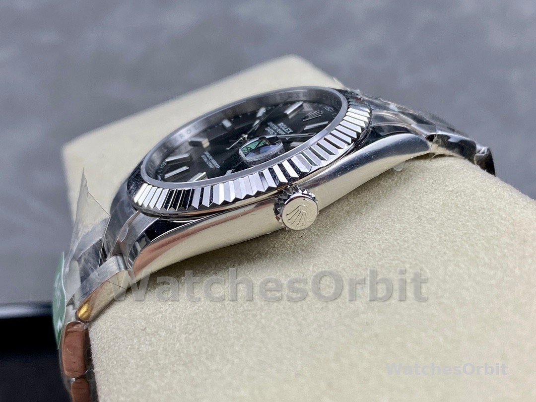 Rolex Datejust 41 White Gold Fluted Bezel Slate Dial Oyster M126334 0013 Men's Watch