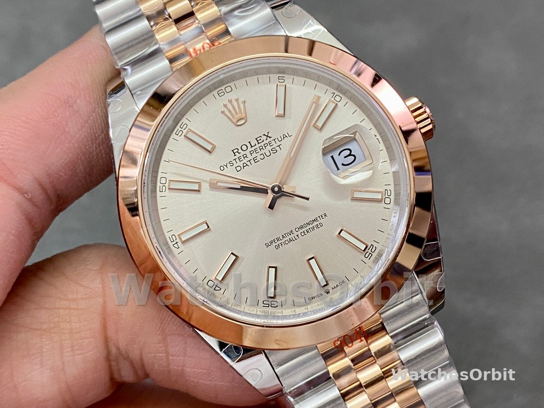 Rolex Datejust 41MM 126301 0010 Rose Gold Sundust Index Dial Mens Replica Watch