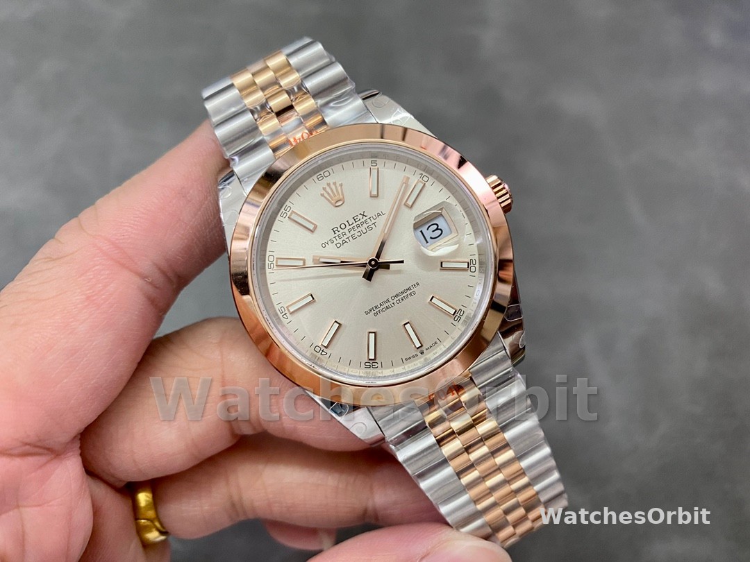Rolex Datejust 41MM 126301 0010 Rose Gold Sundust Index Dial Mens Replica Watch