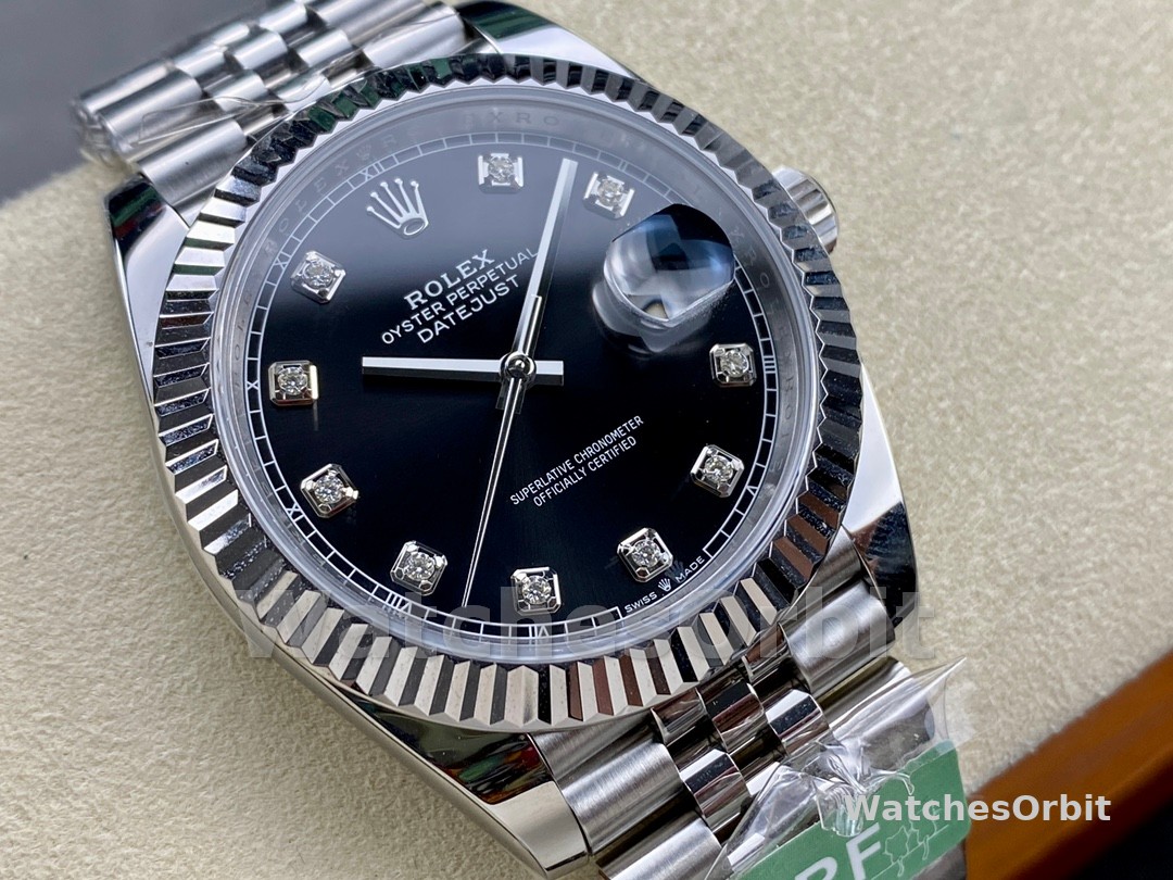 Rolex Datejust 41mm Black Diamond Dial White Rolesor Case m126334 0012 Men's Watch
