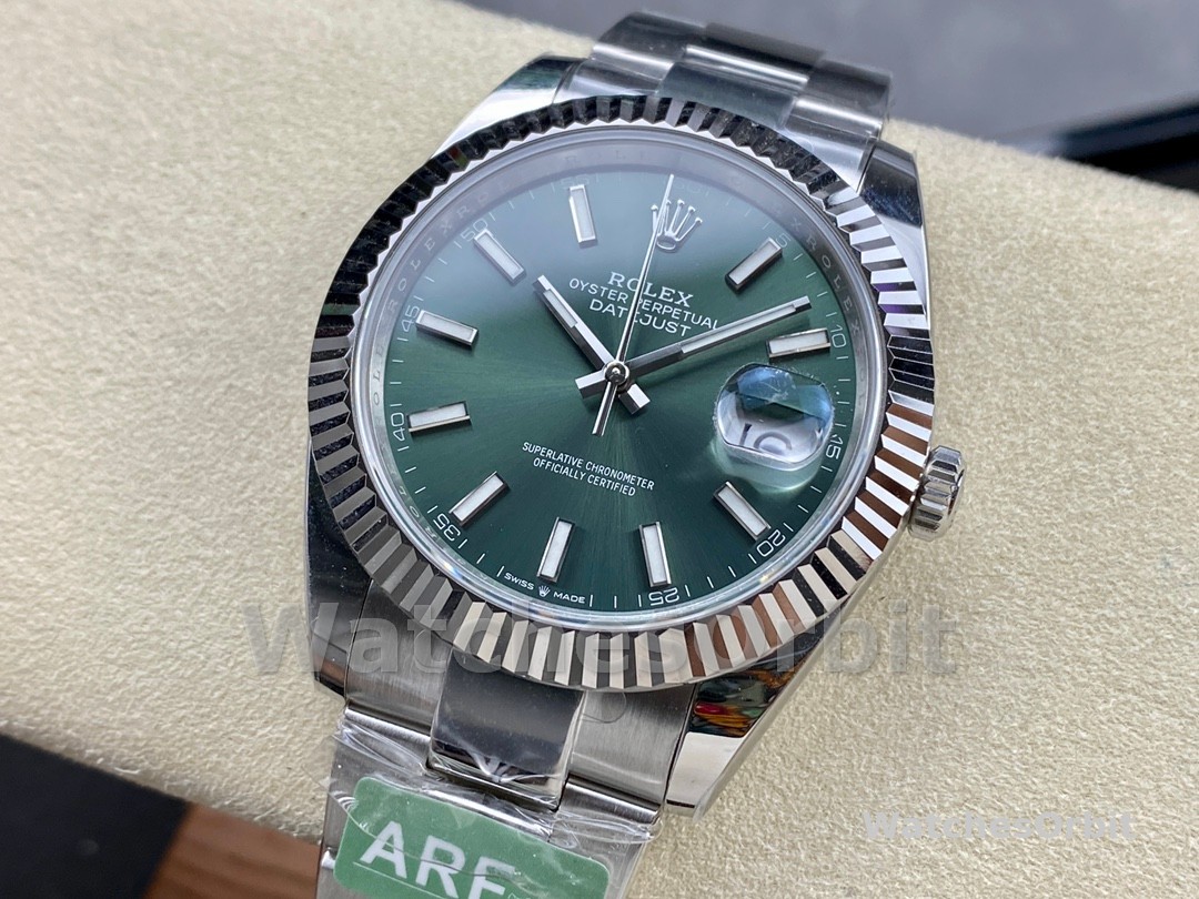 Rolex Datejust 41mm Fluted Bezel Green Dial m126334 0027 Mens Replica Watch