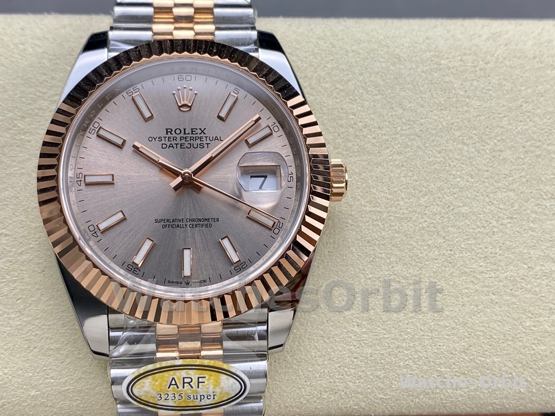 Rolex Datejust 41mm Two Tone Rose Gold Jubilee Band Sundust Index Dial 126331 0010