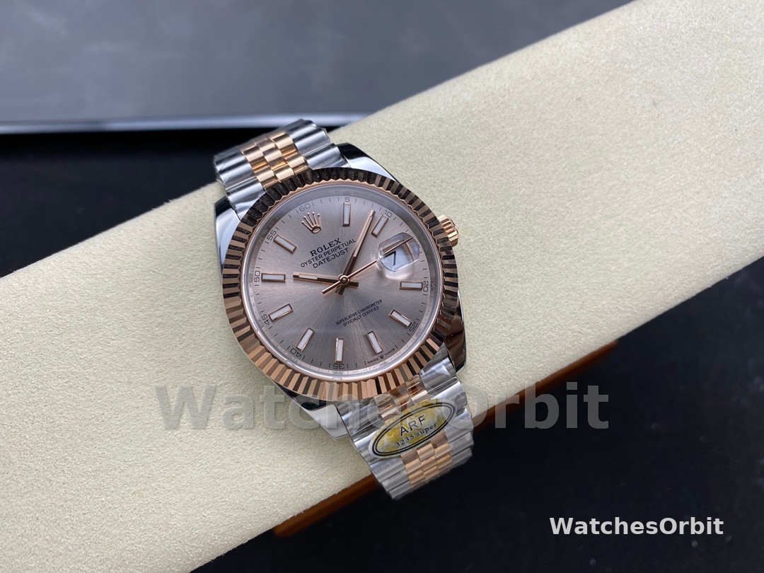 Rolex Datejust 41mm Two Tone Rose Gold Jubilee Band Sundust Index Dial 126331 0010