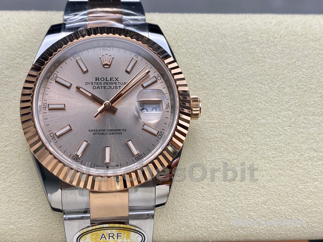 Rolex Datejust 41mm Two Tone Rose Gold Sundust Index Dial 126331 0009