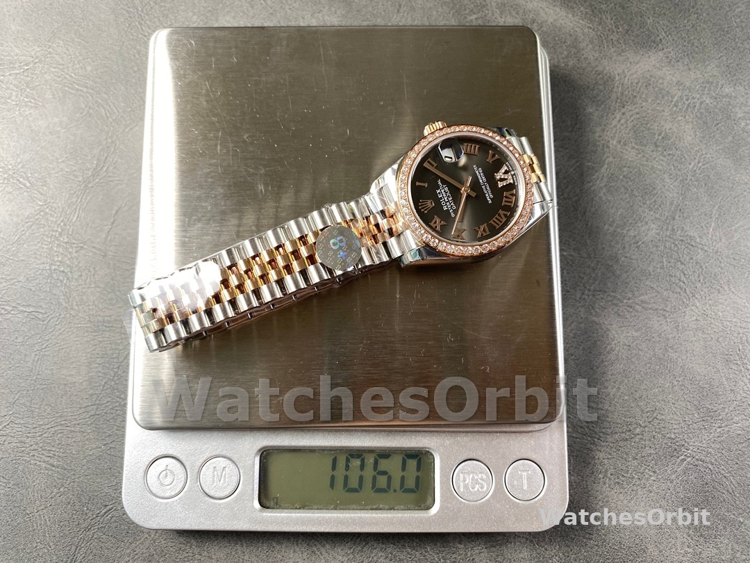 Rolex Datejust Lady 31 Rose Gold Steel Slate Roman Diamond VI Dial & Diamond Bezel Jubilee Bracelet 278381RBR
