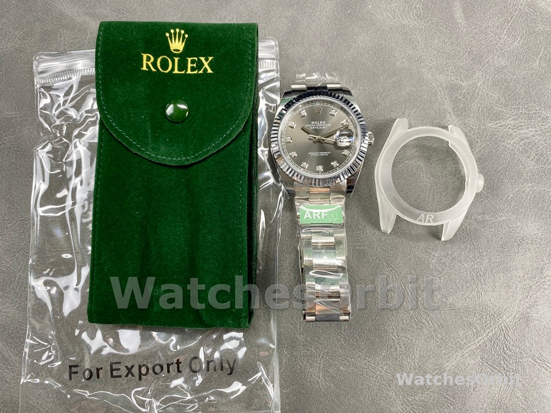 Rolex Datejust m126334 0005 Fluted Bezel Dark Rhodium Grey Dial 41MM Mens Replica Watch