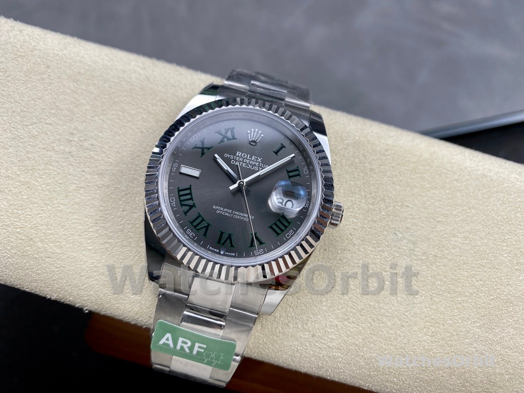 Rolex Datejust m126334 0021 Fluted Bezel Grey Wimbledon Dial 41MM Mens Replica Watch