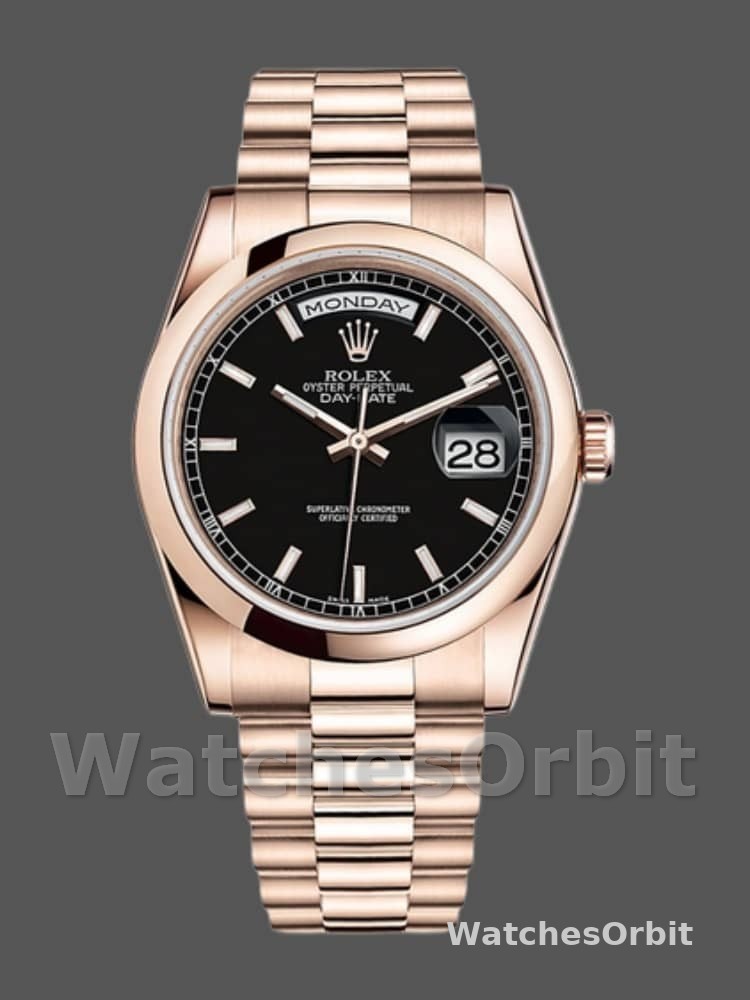 Rolex Day Date 118205 Black Dial 36mm Unisex Replica Watch